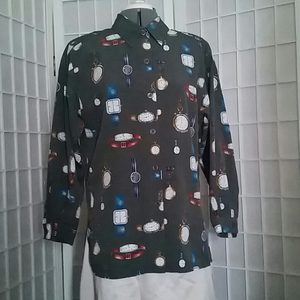Clock print blouse